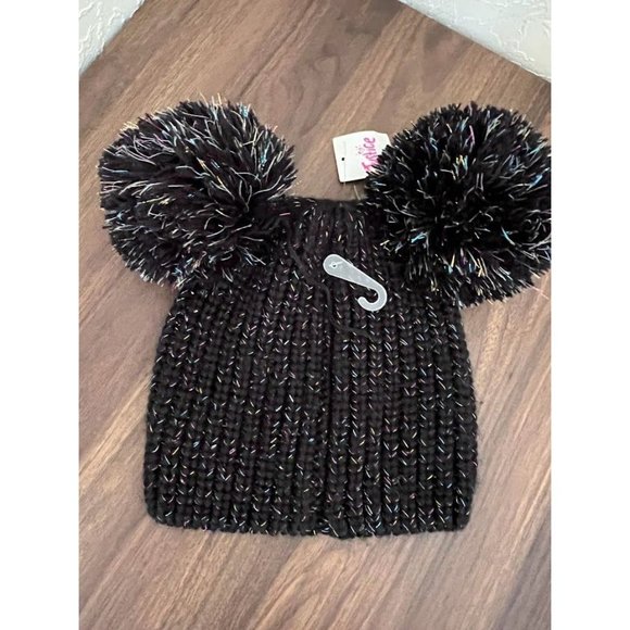 NWT Justice Girl Glitter Double Pom Pom "T" Initial Beanie- Size T - Picture 5 of 5
